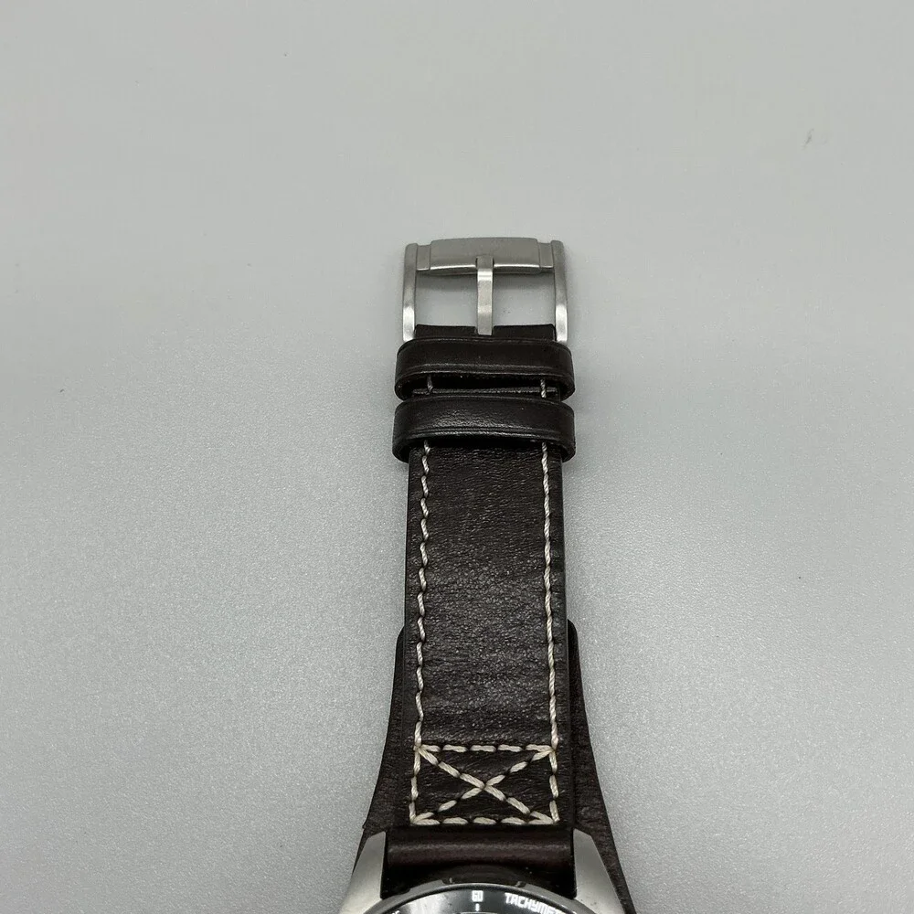 Fossil CH2599 Mens Watch 44mm Black Dial Leather Chronograph Date New Battery